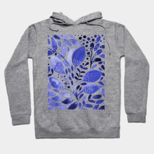 Watercolor foliage - blue Hoodie